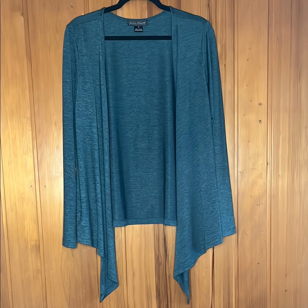 Women's Teal Open Front Cardigan